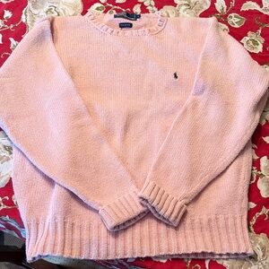 Polo by Ralph Lauren Mens Pink cotton Crew Neck Sweater, pony